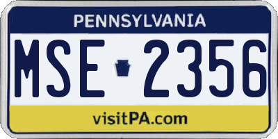 PA license plate MSE2356