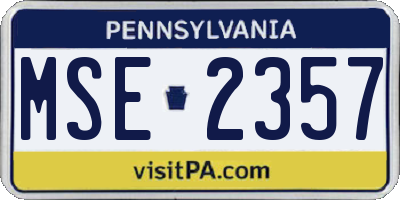 PA license plate MSE2357