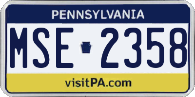 PA license plate MSE2358