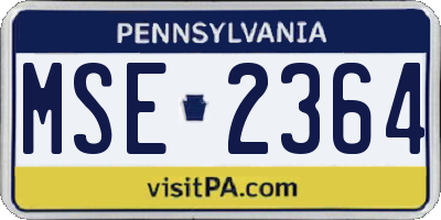 PA license plate MSE2364