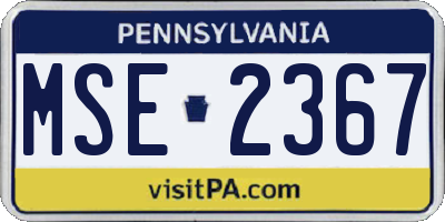 PA license plate MSE2367