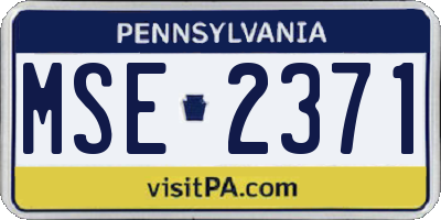 PA license plate MSE2371