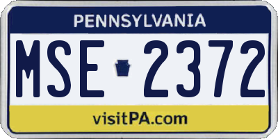 PA license plate MSE2372