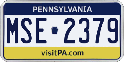 PA license plate MSE2379