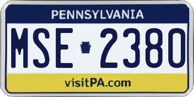 PA license plate MSE2380