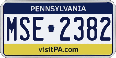 PA license plate MSE2382