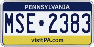 PA license plate MSE2383
