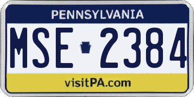 PA license plate MSE2384
