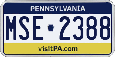 PA license plate MSE2388