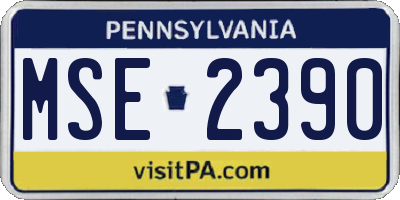 PA license plate MSE2390