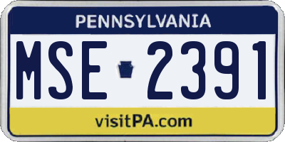 PA license plate MSE2391