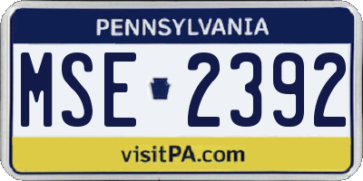 PA license plate MSE2392