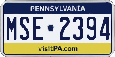 PA license plate MSE2394
