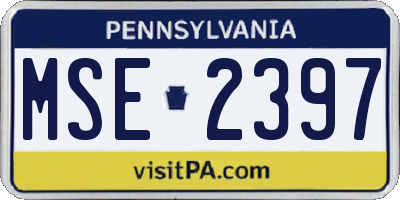 PA license plate MSE2397