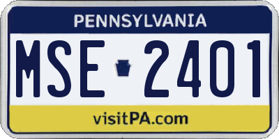 PA license plate MSE2401