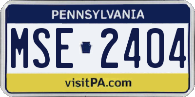 PA license plate MSE2404