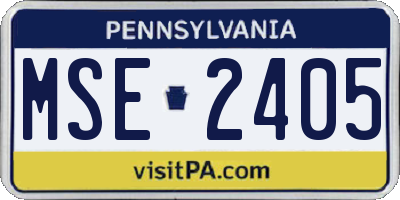 PA license plate MSE2405