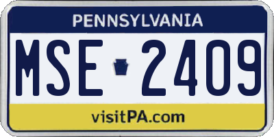 PA license plate MSE2409