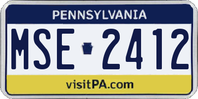 PA license plate MSE2412