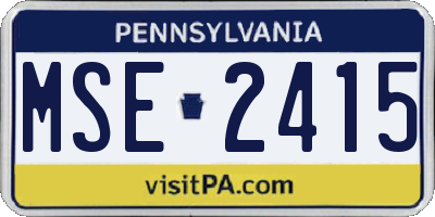 PA license plate MSE2415