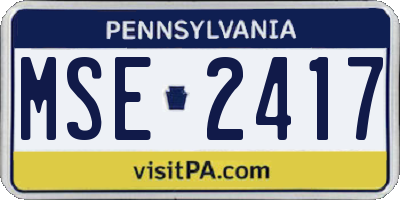 PA license plate MSE2417