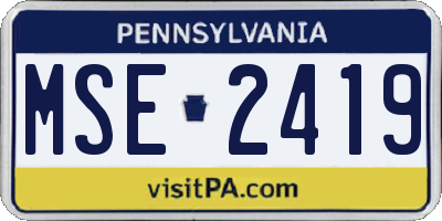 PA license plate MSE2419