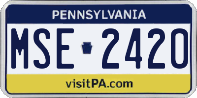 PA license plate MSE2420