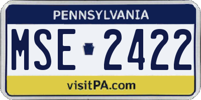 PA license plate MSE2422