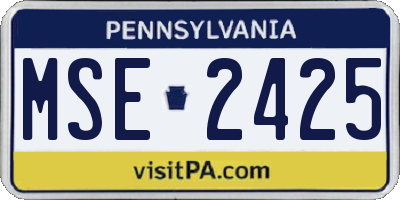 PA license plate MSE2425
