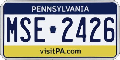 PA license plate MSE2426