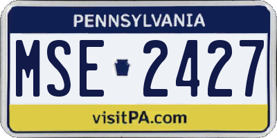 PA license plate MSE2427