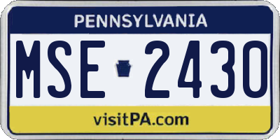PA license plate MSE2430