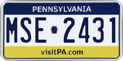 PA license plate MSE2431