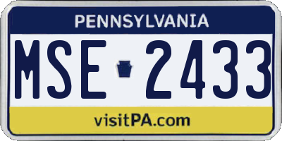 PA license plate MSE2433