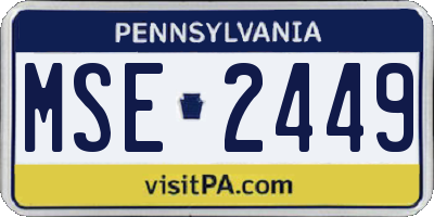 PA license plate MSE2449