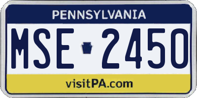 PA license plate MSE2450