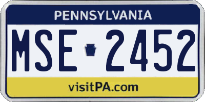 PA license plate MSE2452