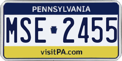 PA license plate MSE2455