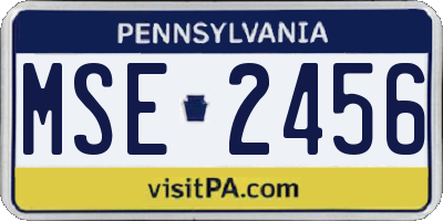 PA license plate MSE2456