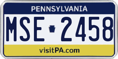 PA license plate MSE2458