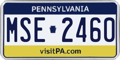 PA license plate MSE2460