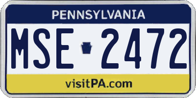 PA license plate MSE2472