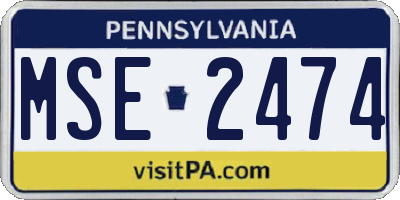 PA license plate MSE2474