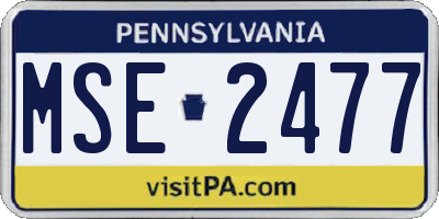 PA license plate MSE2477