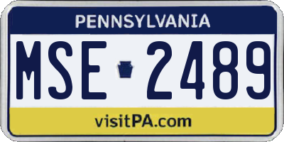 PA license plate MSE2489