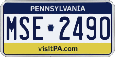 PA license plate MSE2490