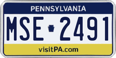 PA license plate MSE2491