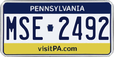 PA license plate MSE2492