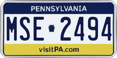 PA license plate MSE2494