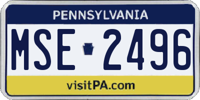 PA license plate MSE2496